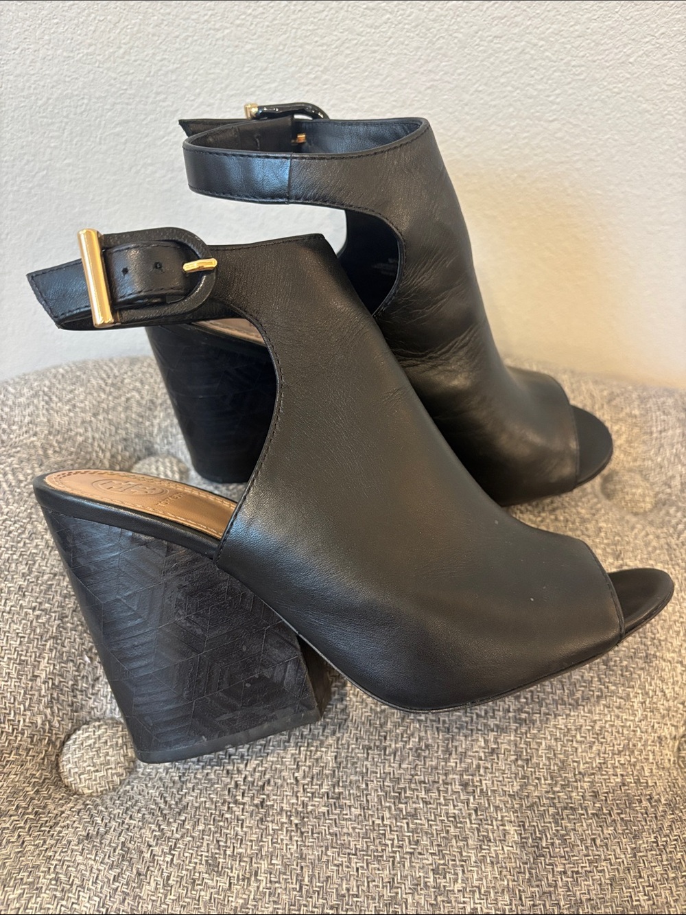 Tory Burch Black Open-Toe Ankle Strap Block Heel Sandals